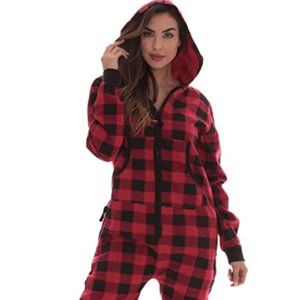 BUFFALO PLAID WOMEN'S PJ ONESIE